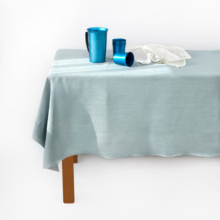 Rustic Linen Tablecloth - Sky Blue