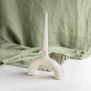 Agost White Clay Candle Holder