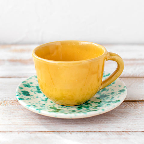 Yellow Cup and Green Speckled Saucer Pack 