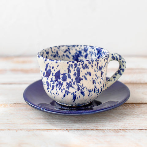 Blue Speckled Cup and Blue Saucer Pack 