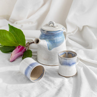 Blue Rim Ceramic Teapot