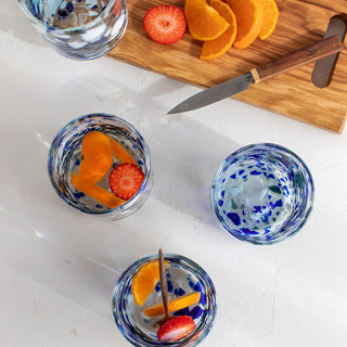 Kit of 4 Large Blue Terrazzo Recycled Glass Glasses