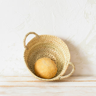 Small Palm Bread Basket with Handles