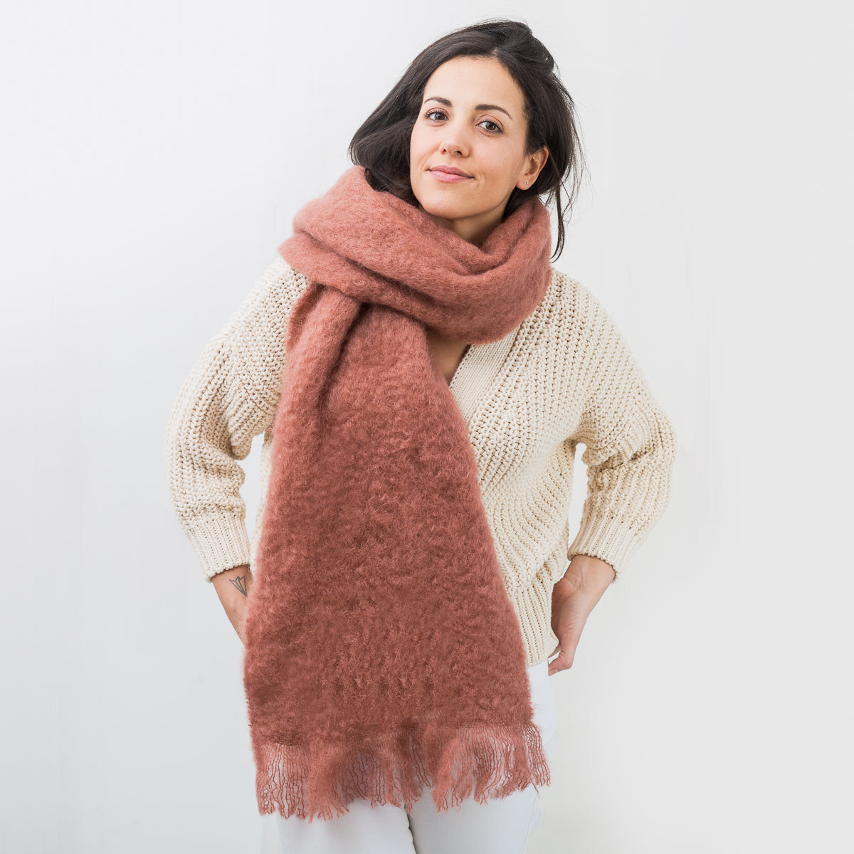 Mohair Scarf - Brick Red