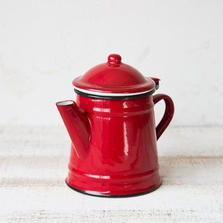 Cafetera tradicional de peltre esmaltado roja de 0,5 litros.
