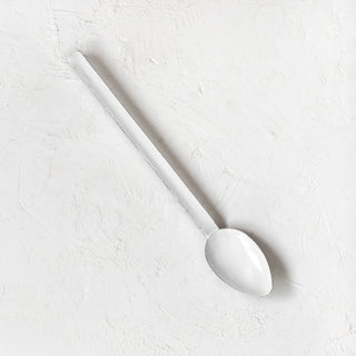 White Enamelware Serving Spoon