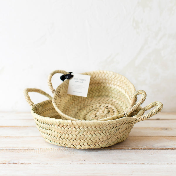 Palm Bread Basket with Long Handles