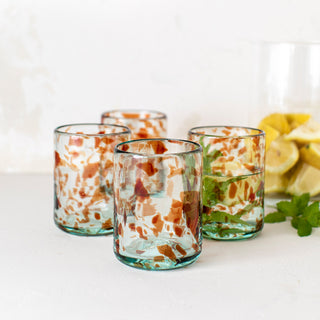 Small Recycled Terracotta Speckled Glasses (4 Pcs)