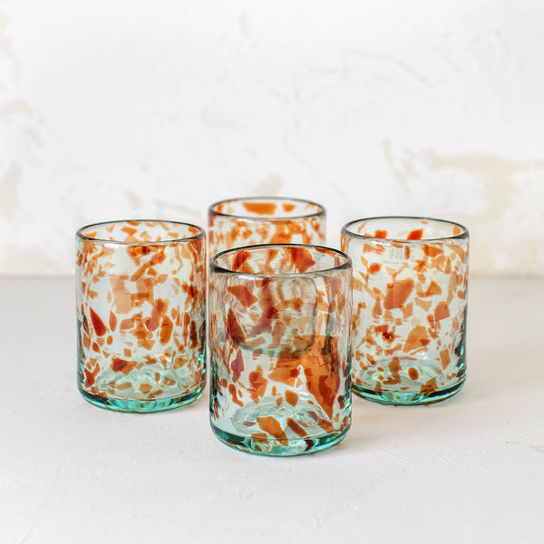 Small Recycled Terracotta Speckled Glasses (4 Pcs)